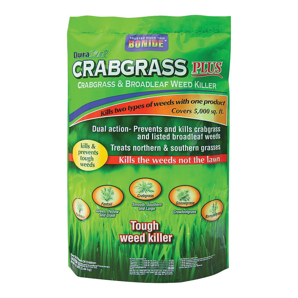 Bonide Crabgrass and Broadleaf Weed Killer, Granular, White, 12 lb
