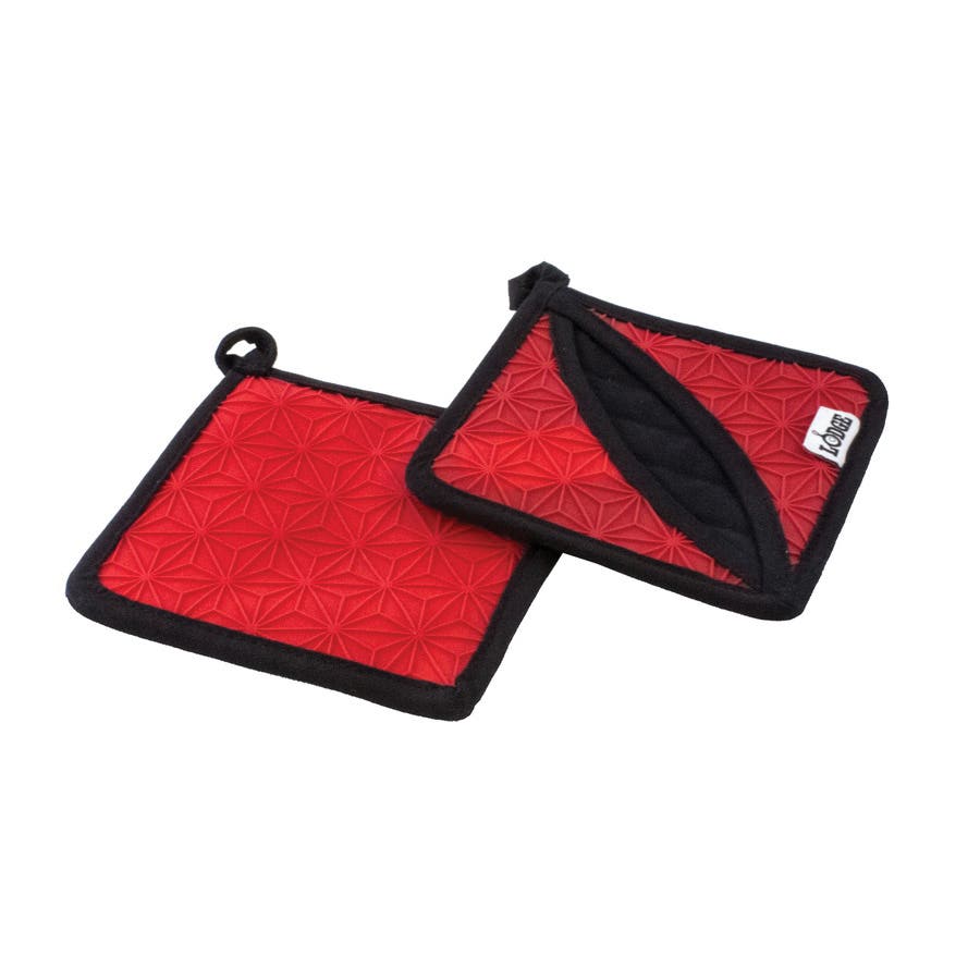 Lodge Pot Holder and Trivet, Fabric/Silicone, Red, 6.5 in L x 6.5 in W x 0.31 in H Dimensions
