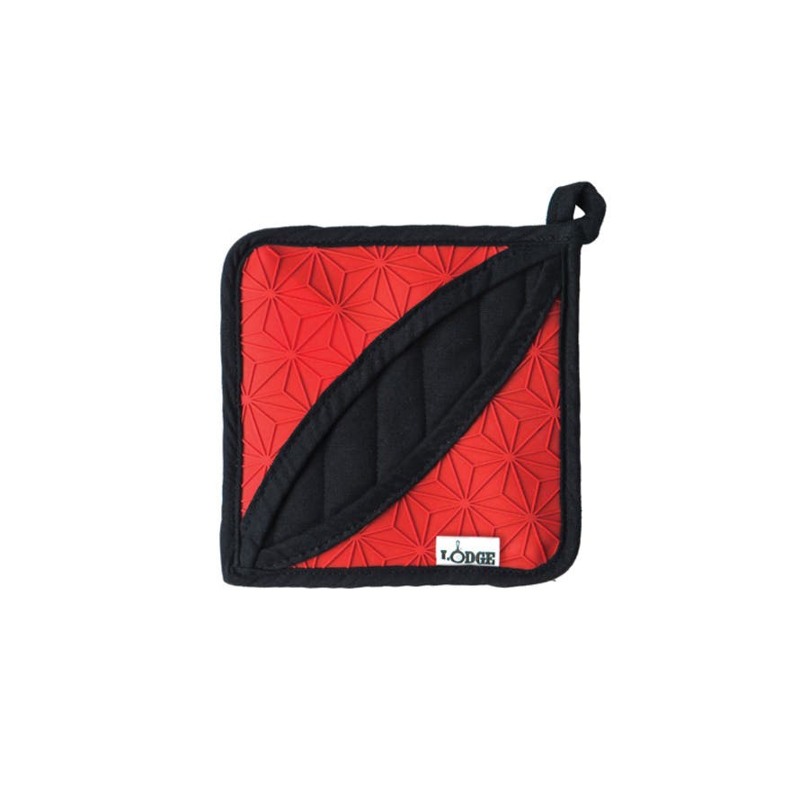 Lodge Pot Holder and Trivet, Fabric/Silicone, Red, 6.5 in L x 6.5 in W x 0.31 in H Dimensions