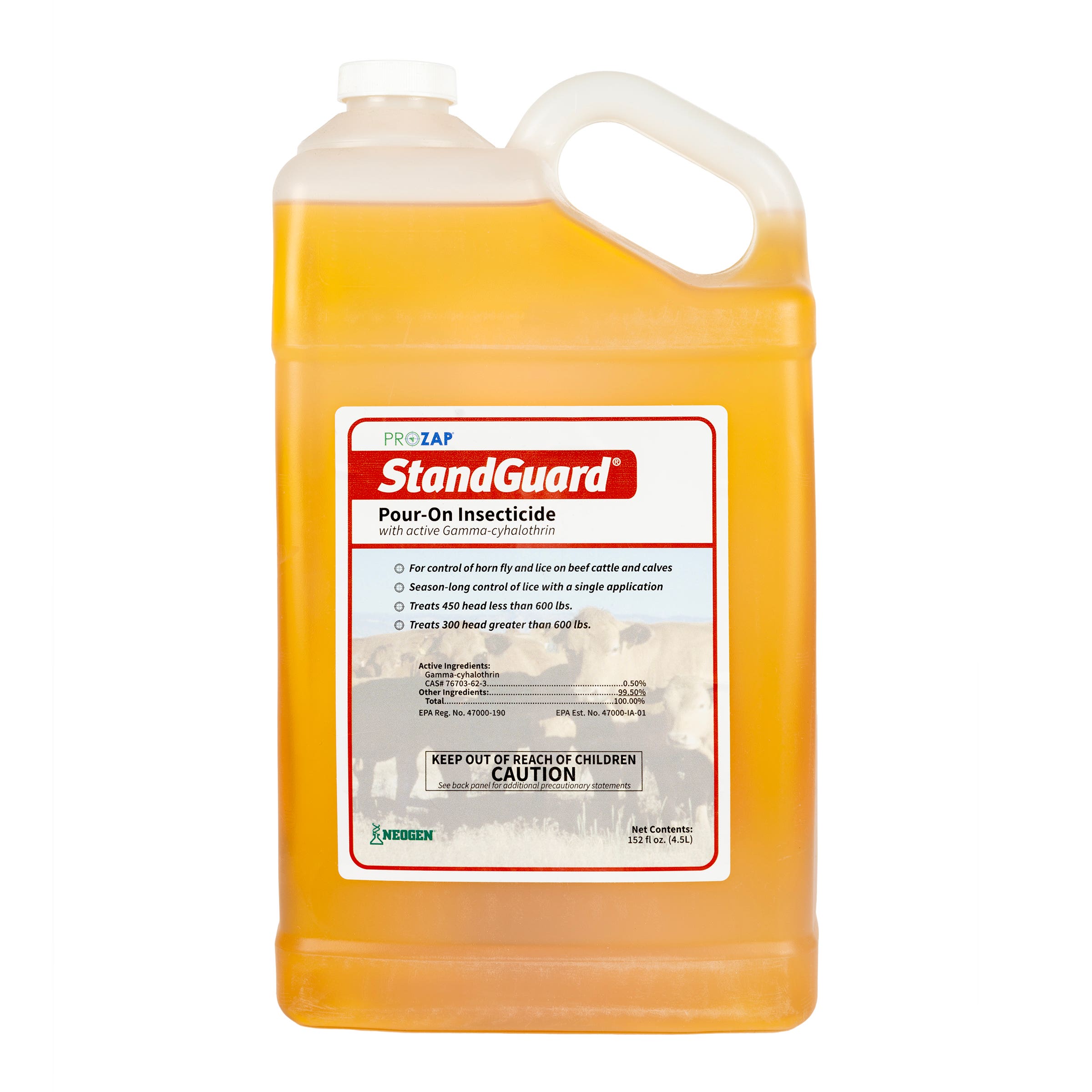 Prozap StandGuard Pour-On Insecticide, Liquid, Yellow, Oily, 4.5 L Bottle