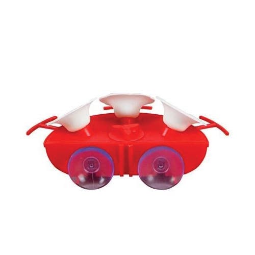 Heath Bird Feeder, 6 oz, 3-Port/Perch, Plastic, Red, 8-1/2 in H, Suction Cups