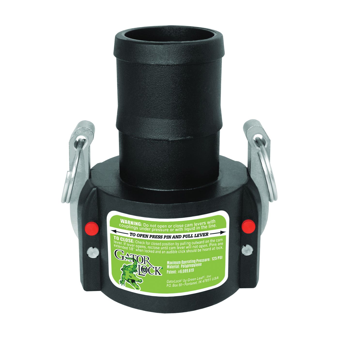 Green Leaf GLP 150 C Cam Lever Coupling, 1-1/2 in, Female x Hose Barb, Glass Filled Polypropylene