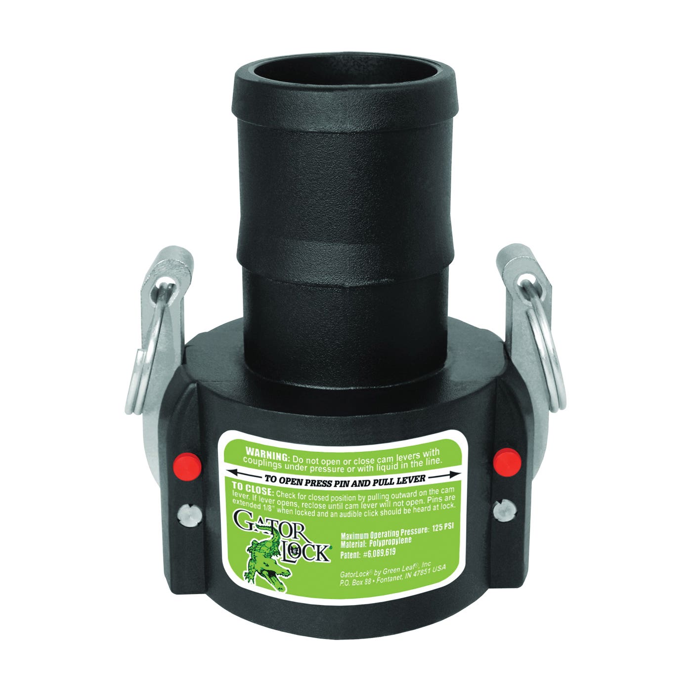 Green Leaf GLP 200 C Cam Lever Coupling, Female x Hose Barb, Glass Filled Polypropylene