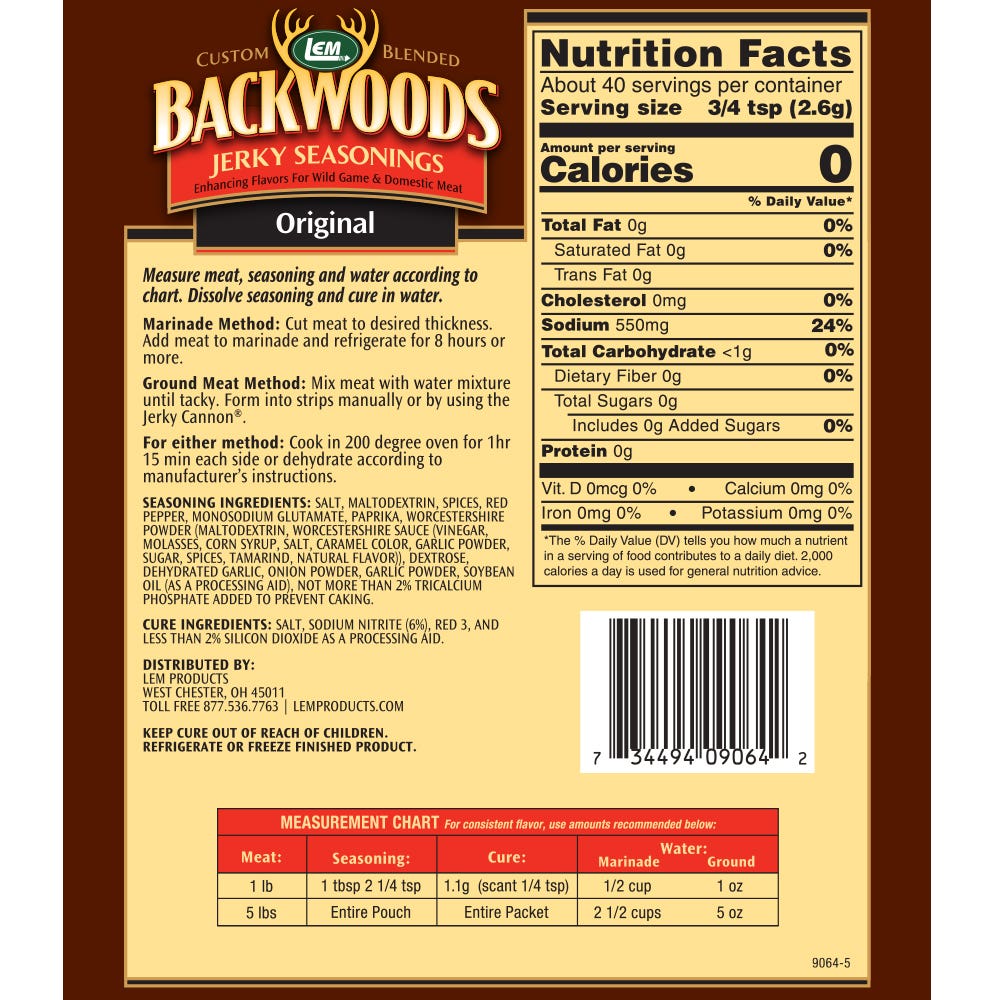 LEM BACKWOODS Original Jerky Seasoning, 3.6 oz