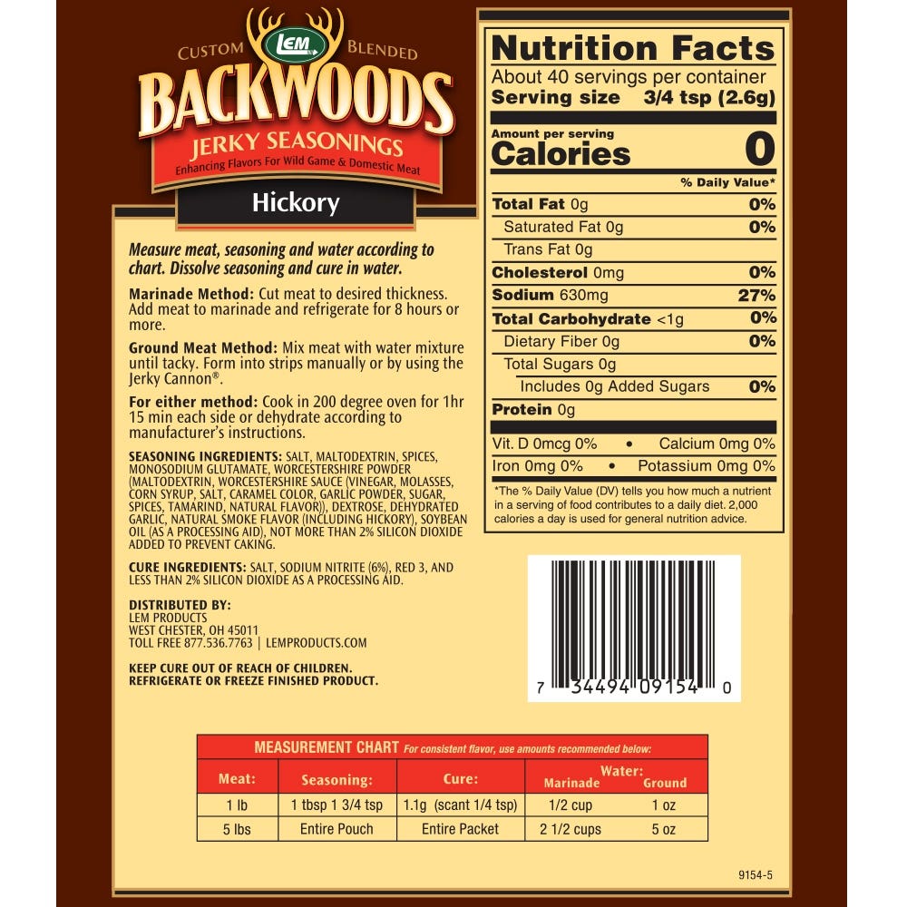 LEM BACKWOODS Hickory Jerky Seasoning, 3.65 oz