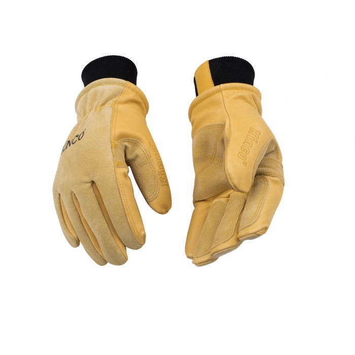 Heatkeep 901-S Ski Gloves, S, 13 in L, Flexible Wing Thumb, Knit Wrist Cuff, Pigskin, Gold