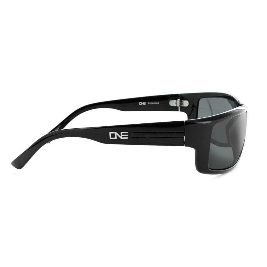 Optic Nerve Fourteener Sunglasses, Rectangle Frame, Polycarbonate Frame, Shiny Black Frame, Polarized, Smoke Lens