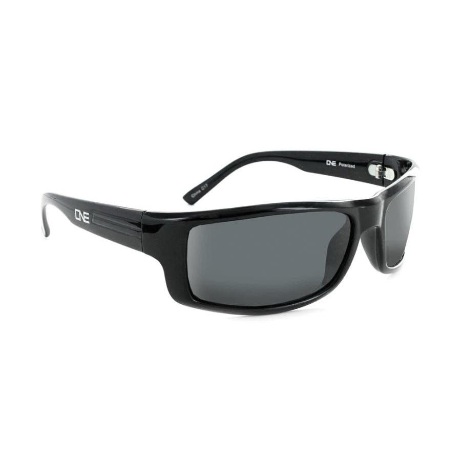 Optic Nerve Fourteener Sunglasses, Rectangle Frame, Polycarbonate Frame, Shiny Black Frame, Polarized, Smoke Lens