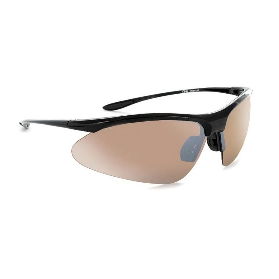 Optic Nerve Tightrope Sunglasses, Sports Frame, Shiny Black Frame, Polarized, Brown/Silver Flash Lens