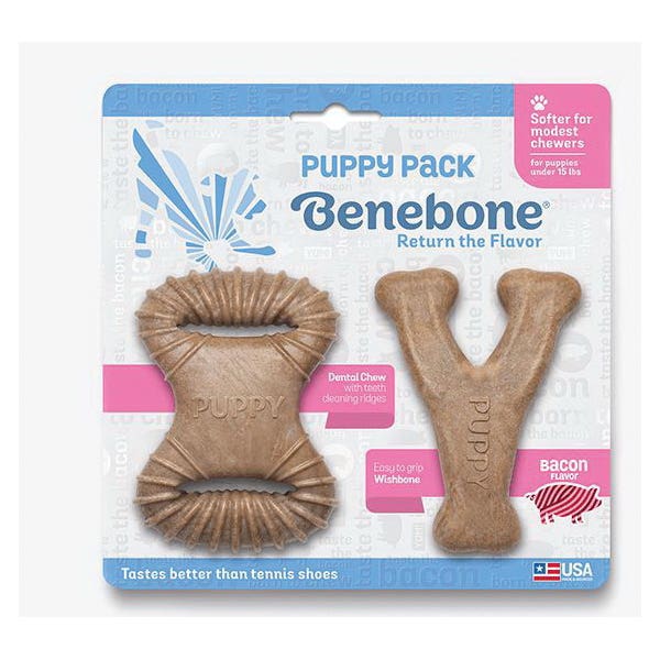 Benebone Chew Toy Puppy, Bacon Flavor, 2 oz Pack