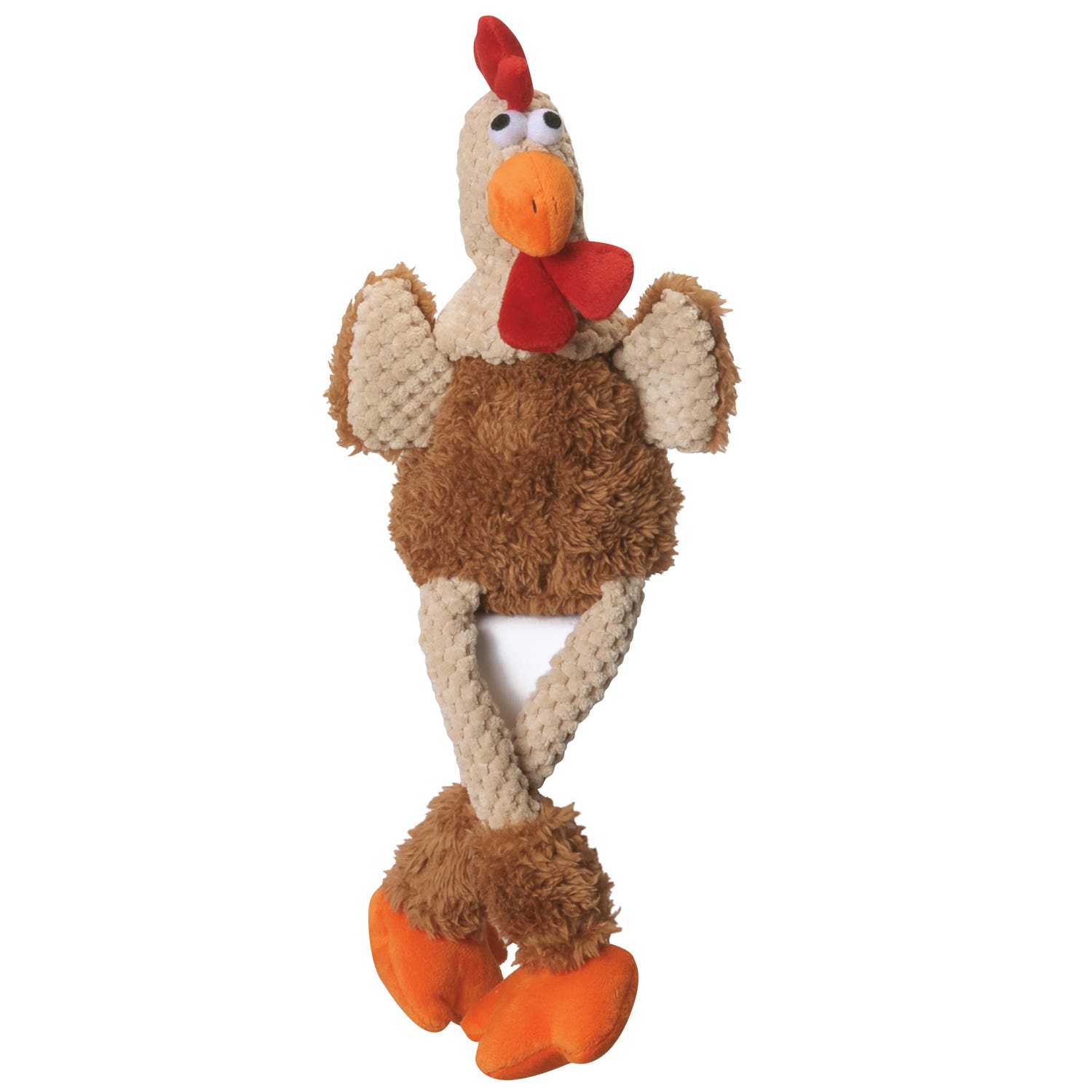 godog Just For Me 70671 Dog Toy, Mini, Squeaker Toy, Skinny Rooster, Brown