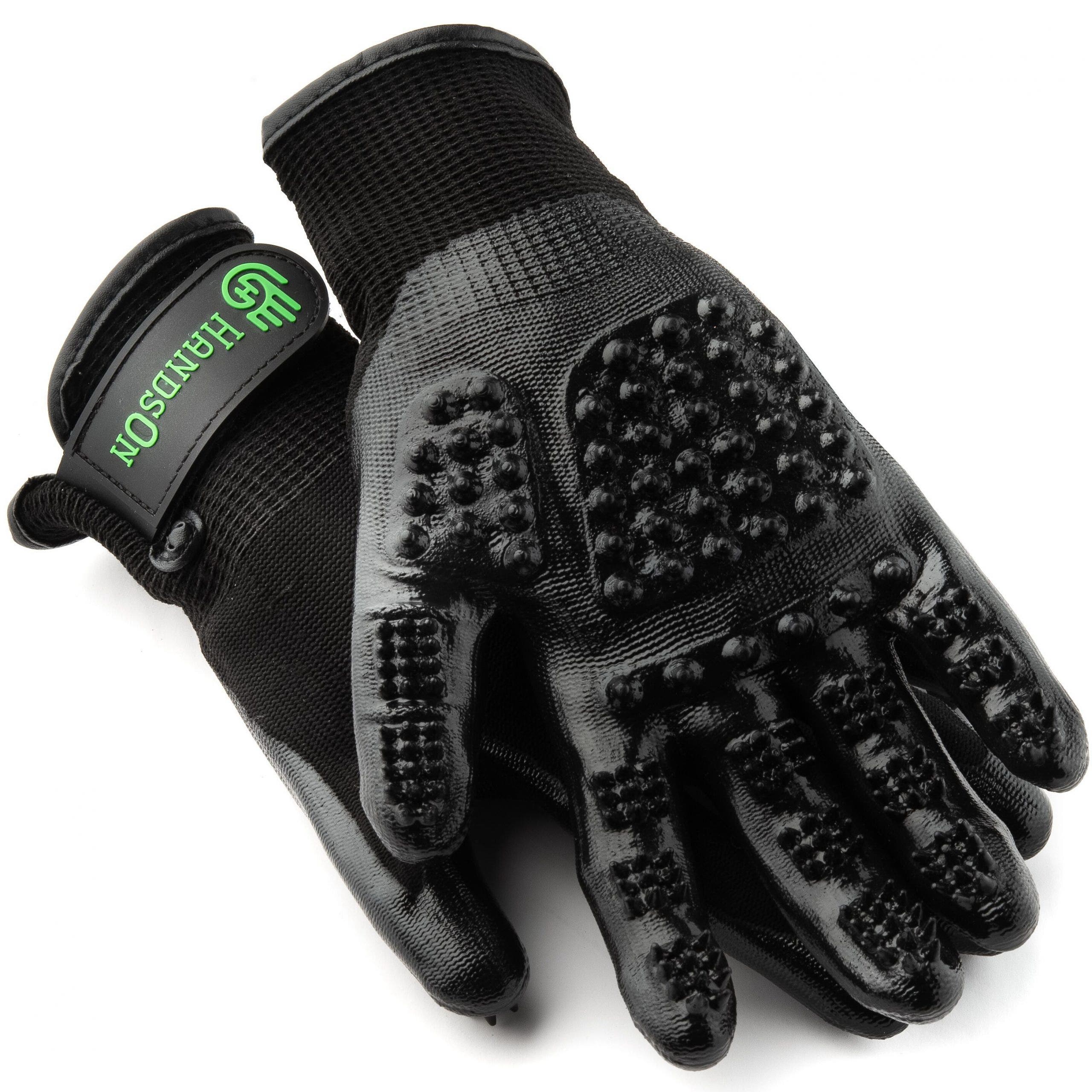 Handson Gloves, Nylon/Rubber, Black, Cat, Dog, Horse, Small Pets - 825462