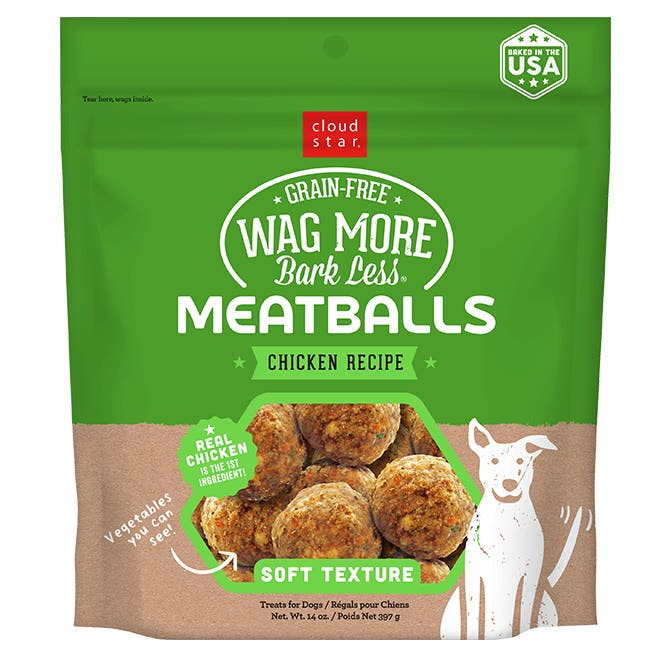cloud star Wag More Bark Less Meatballs Dog Treat, Chicken Flavor, 14 oz