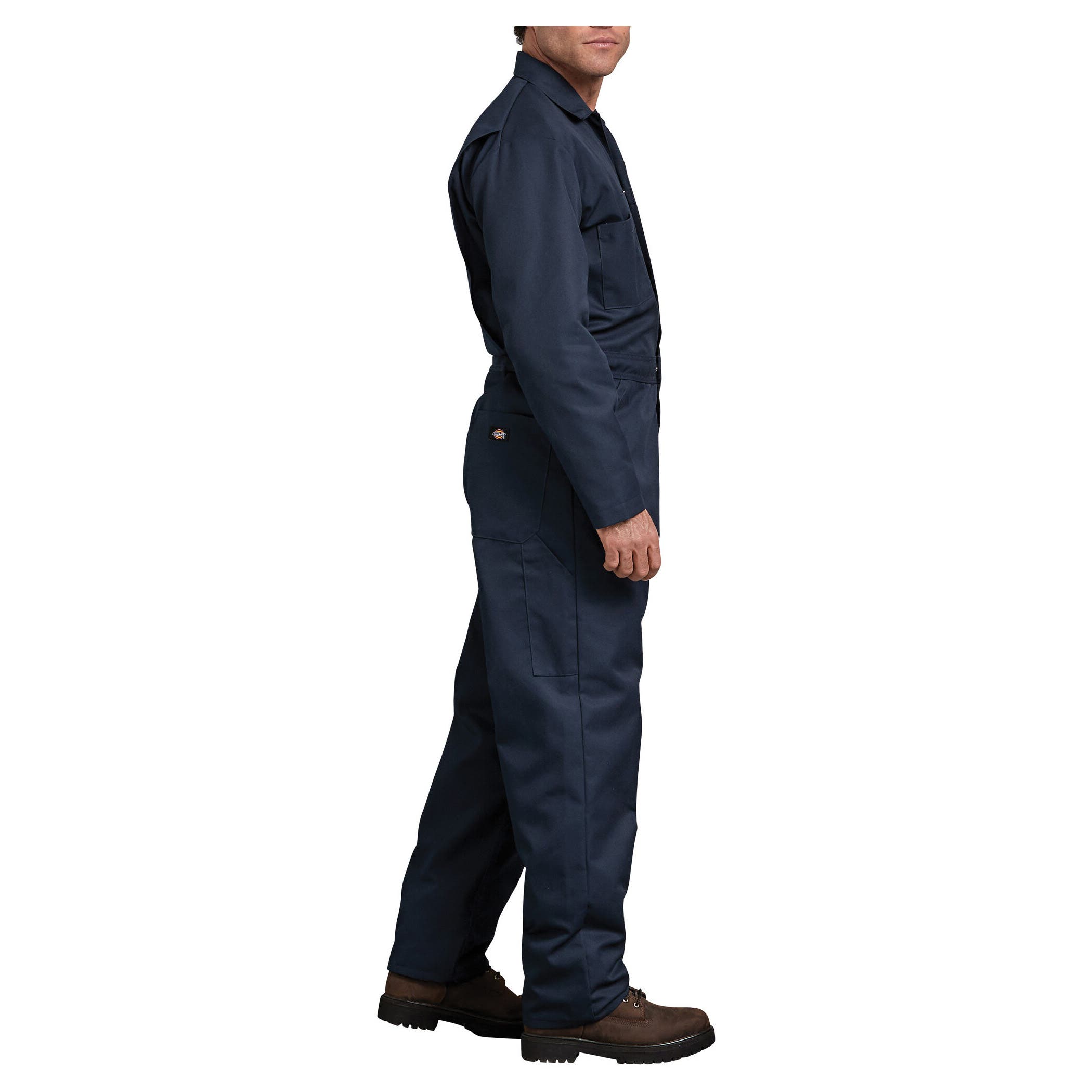 Dickies Coveralls, L, Fits to Chest Size: 42 to 44 in, Cotton/Polyester/Twill, Dark Navy, Generous Fit