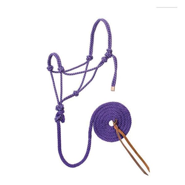 Weaver Leather Rope Halter and Lead, Poly, Mint/Purple/White