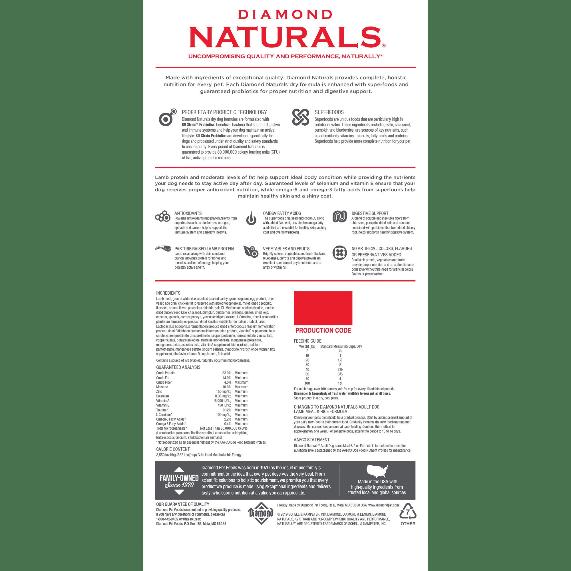 Diamond Naturals Adult Dog Lamb Meal & Rice Dry Food, 6 lb