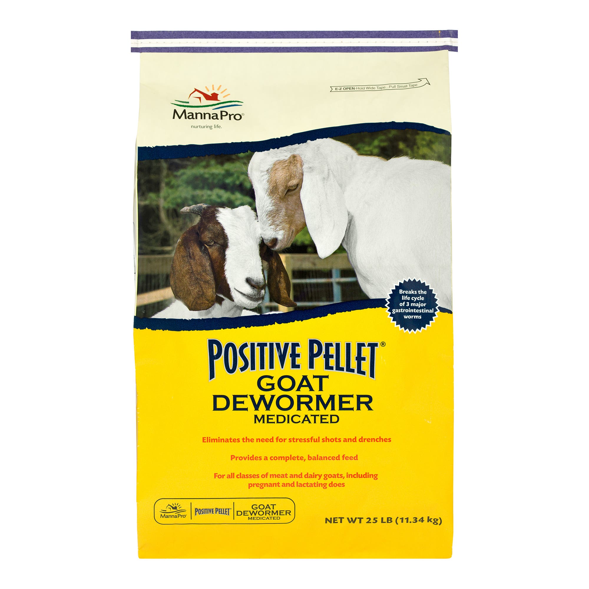 Manna Pro 03-9005-2125 Positive Pellet Dewormer, Pet Treated: Goat, 25 lb