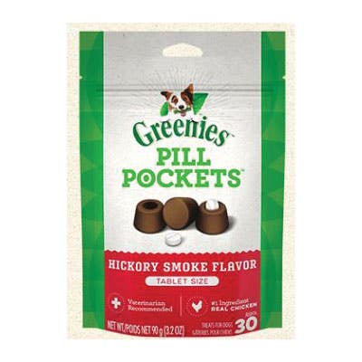 Greenies Pill Pockets 310125 Dog Treat, Tablet, Hickory Smoke Flavor, 3.2 oz
