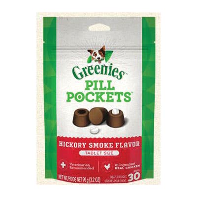 Greenies Pill Pockets 310125 Dog Treat, Tablet, Hickory Smoke Flavor, 3.2 oz