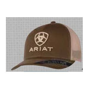 Ariat Trucker Cap, 6-Panel, Mesh, Men's, One-Size, Cotton/Polyester, Brown/Tan