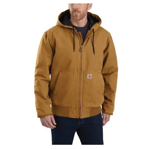 Carhartt Hooded Jacket, 2XL, Cotton, Brown, Zipper Closure, Tall