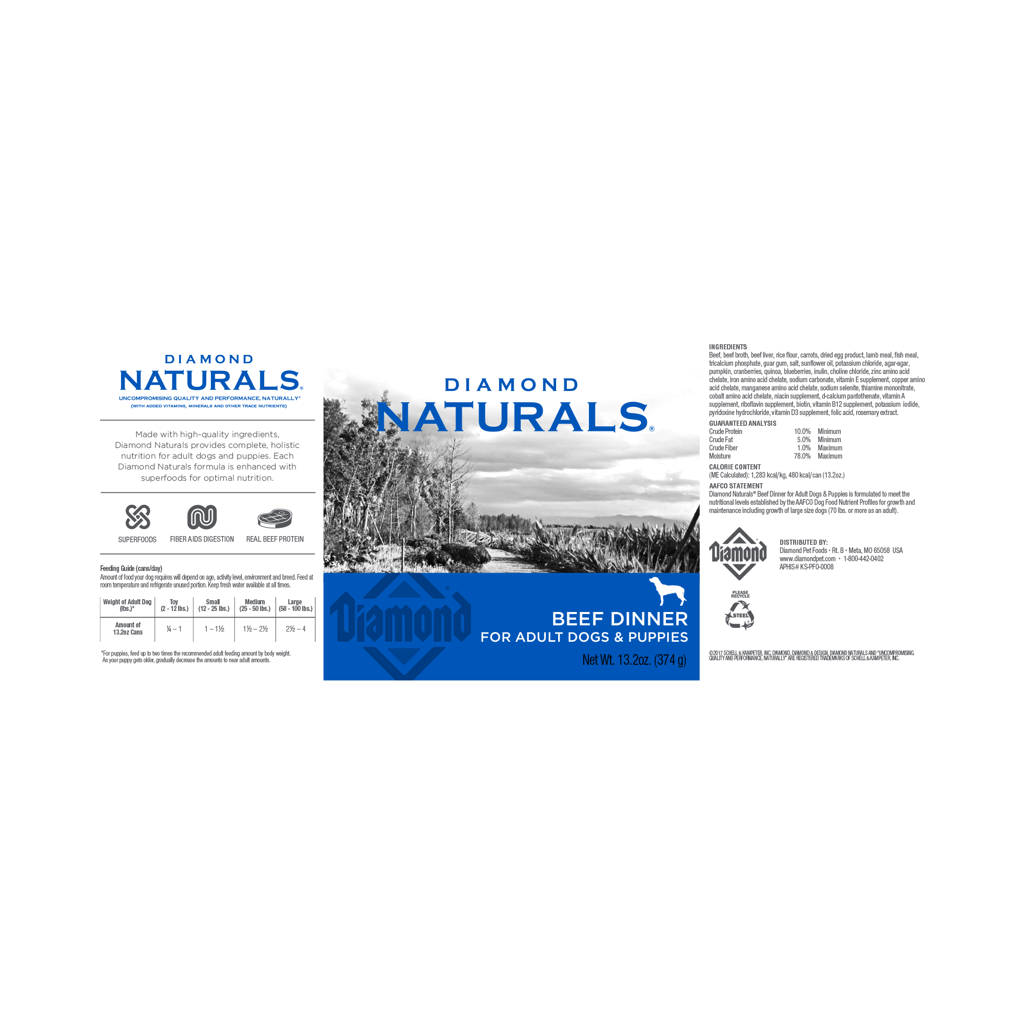 Diamond Naturals Beef Dinner for Adult Dogs & Puppies, 13.2 oz