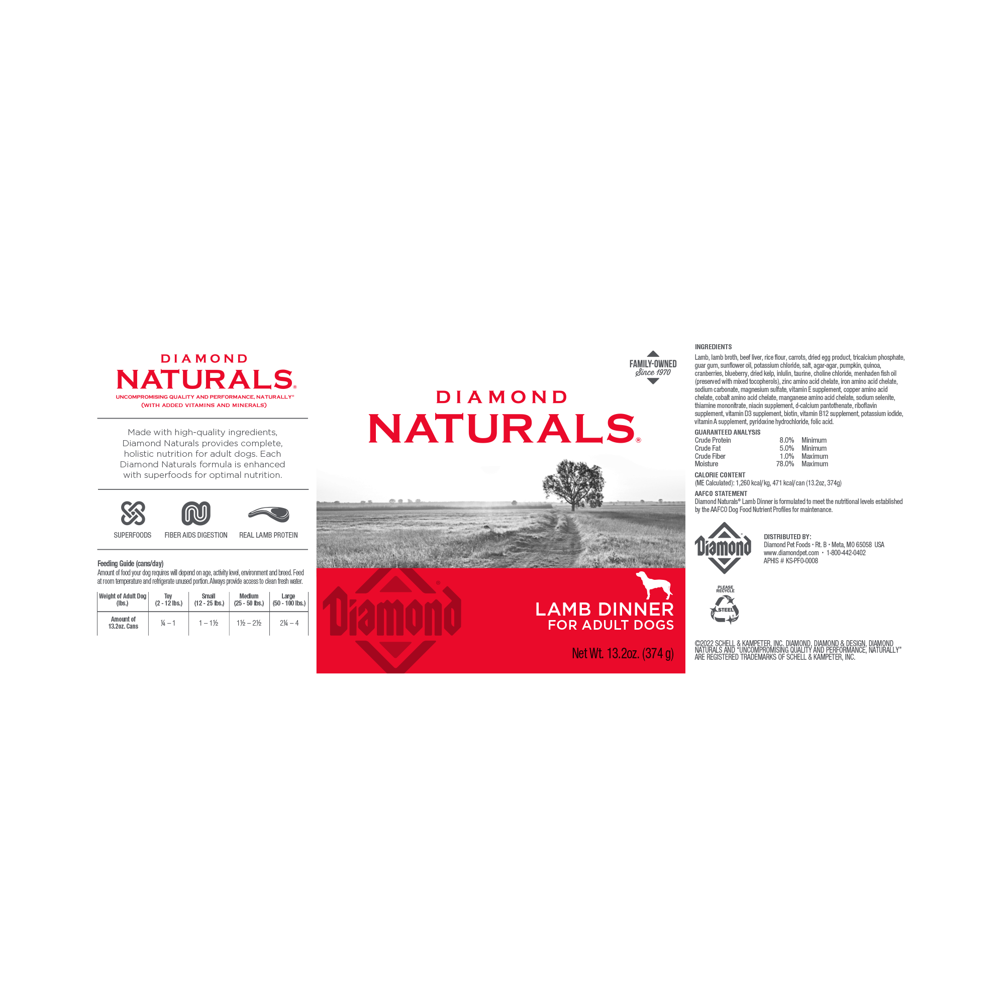 Diamond Naturals Lamb Dinner for Adult Dogs & Puppies, 13.2 oz