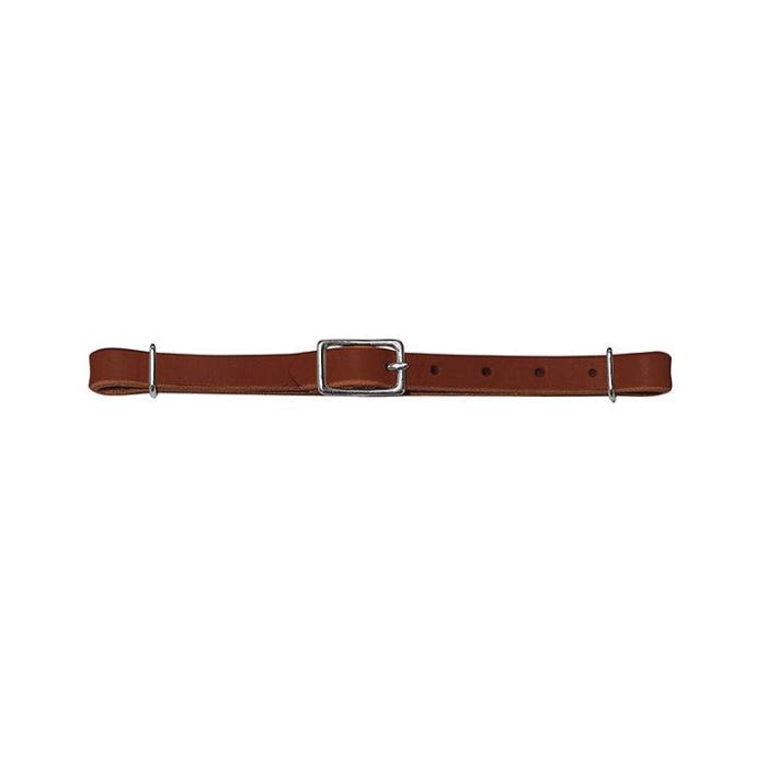 Ride The Brand Curb Strap, Straight, Leather, Brown, Nickel