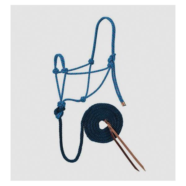 Ride The Brand Rope Halter and Lead, Poly, Dark Red/Hurricane Blue/Navy Blue
