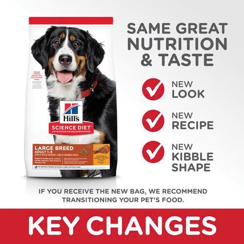 Science Diet 603795 Dog Food, Adult, L Breed, Dry, Barley, Chicken Flavor, 15 lb