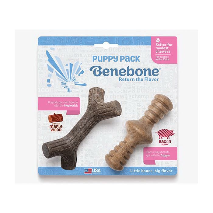 Benebone Chew Toy Puppy, Bacon, Maple Wood Flavor, Nylon, 2 oz Pack