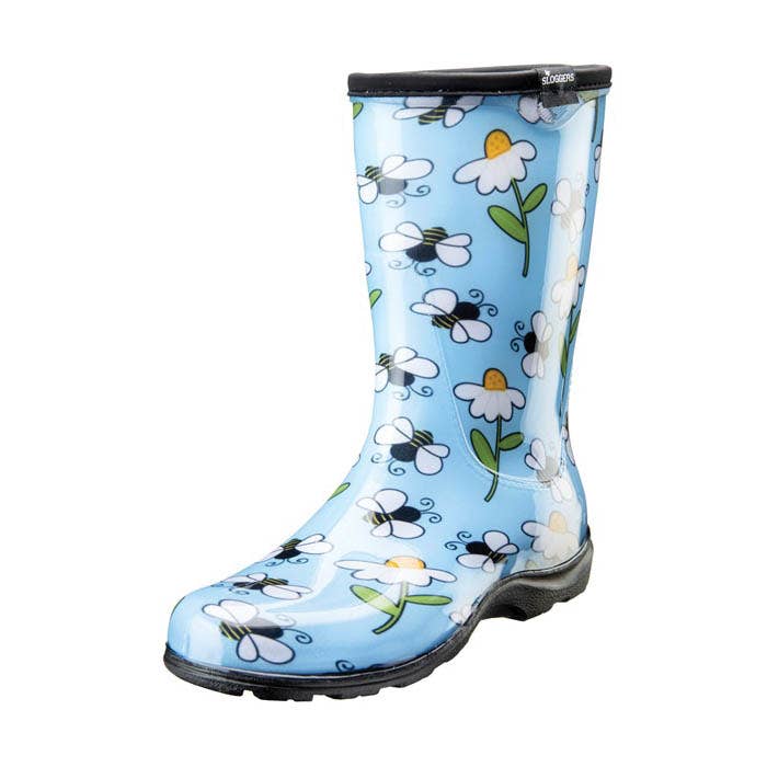 Sloggers Rain and Garden Boots, 7, 15-1/2 in W, Bee, Light Blue