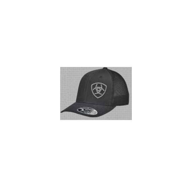 Ariat Cap, 6-Panel, Embroidered Logo, Men's, One-Size, Polyester Suede/Polyurethane Spandex, Black/Gray