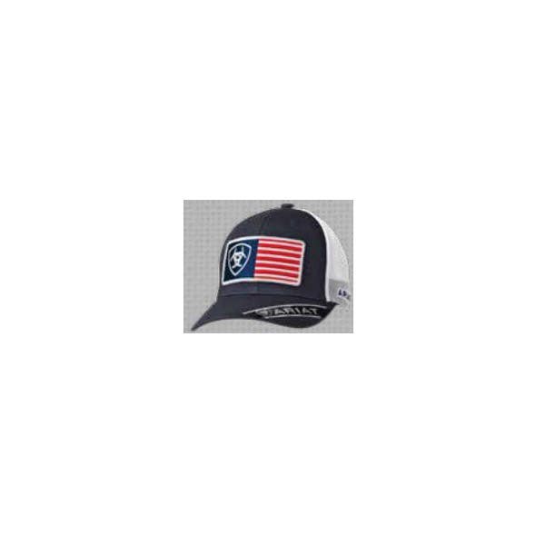 Ariat Ball Cap, 6-Panel, USA Flag, Mesh, Men's, One-Size, Cotton/Polyester, Navy Blue