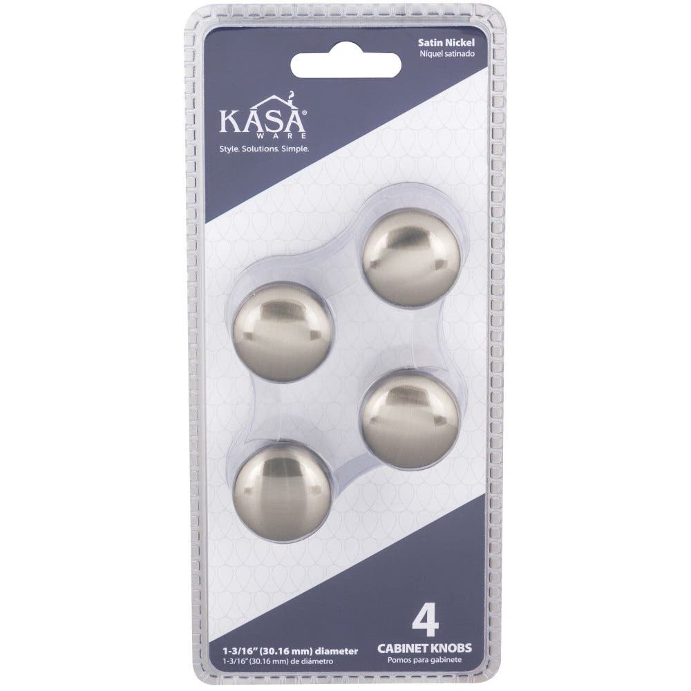 Hardware Resources K778SN-4 Cabinet Knob, Traditional, 1-3/16 in Dia, Satin Nickel, 4/PK