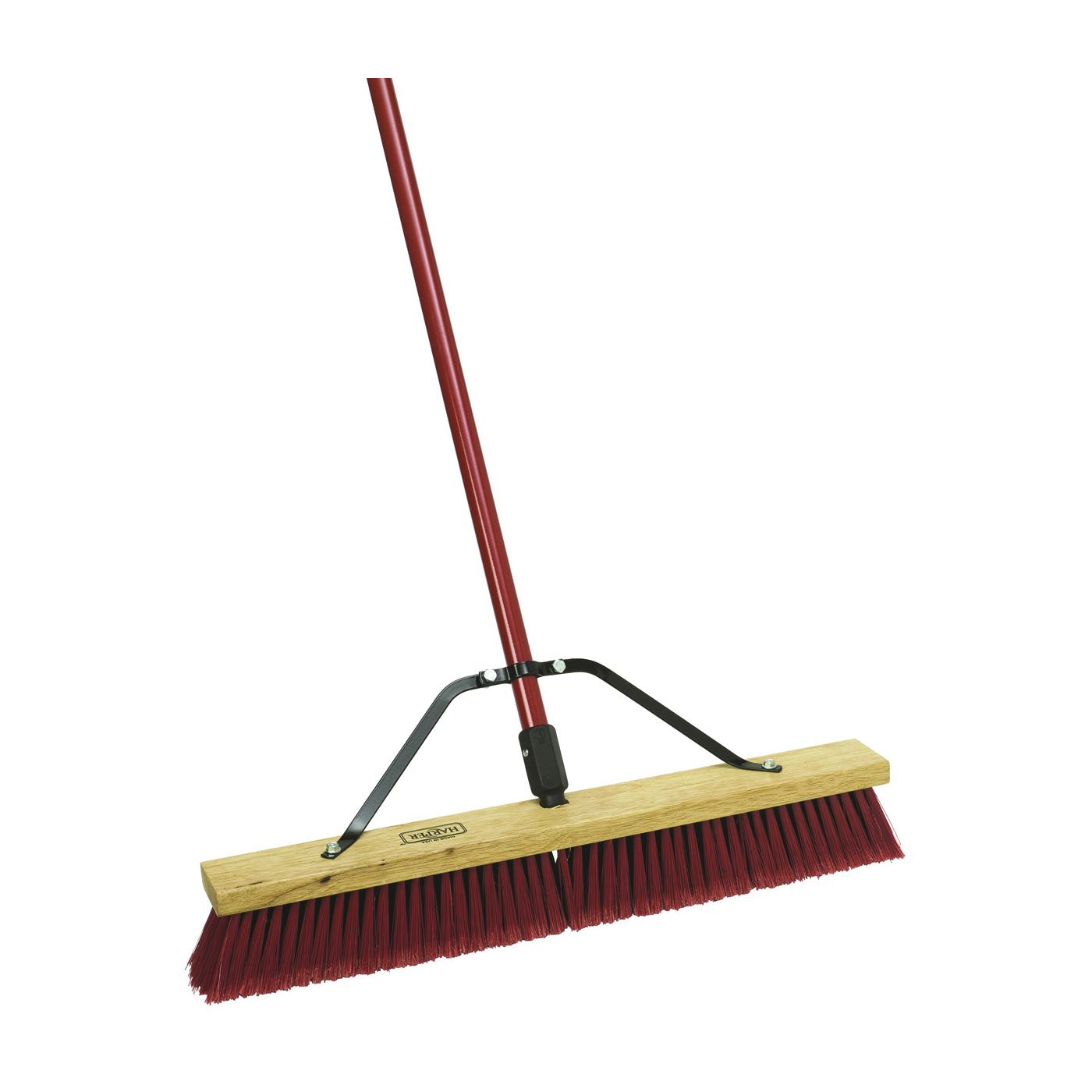 Harper Push Broom, 24 in Sweep Face, 3 in L Trim, Medium Stiff Synthetic Bristle, Threaded, Wood Handle