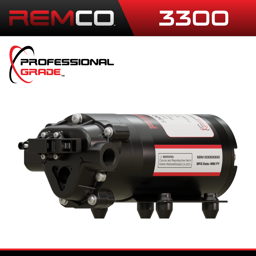 Remco ProFlo 3300 Series 3-Chamber Diaphragm Self-Priming Pump, 7.5 A, 12 VDC, 5/8, 3/4 in Outlet