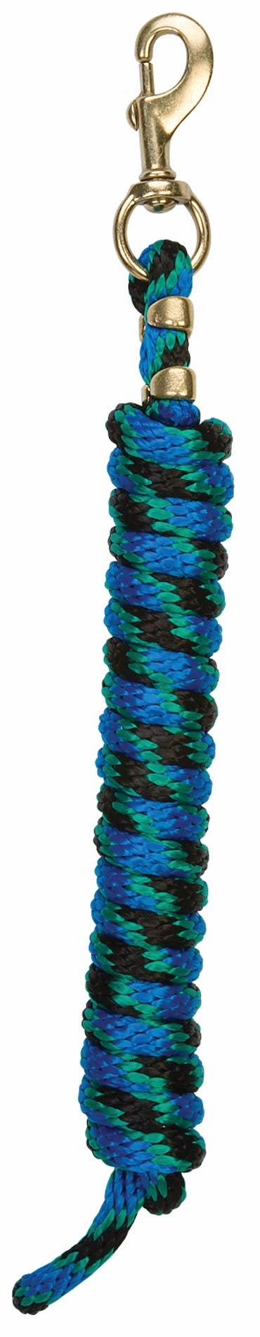 Weaver Leather Poly Lead Rope with Solid Brass 225 Snap, Black/Blue/Green