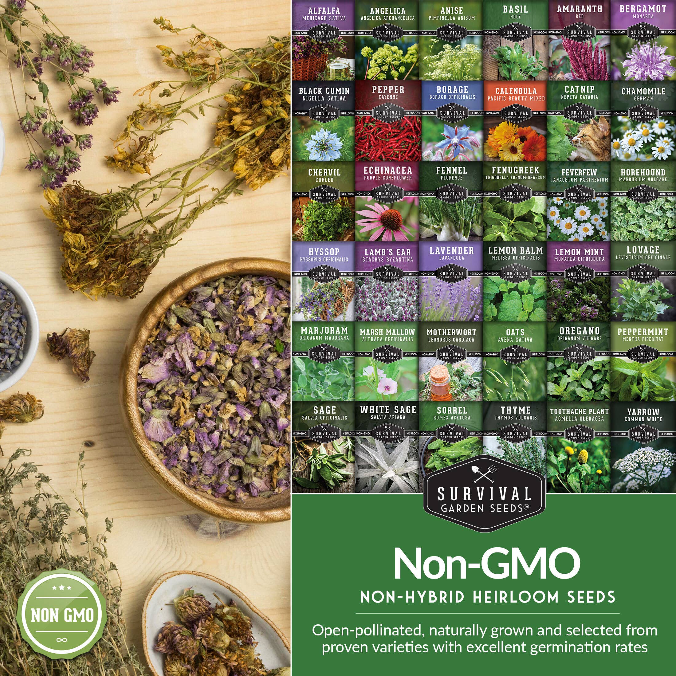Survival Garden Seeds Medicinal Herb Garden, 36 Heirloom Seed Varieties