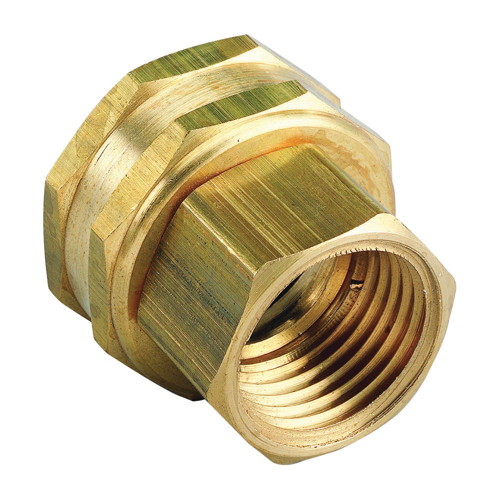 Orbit Hose to Pipe Adapter, 3/4 x 1/2 in, FHT x FNPT, Brass