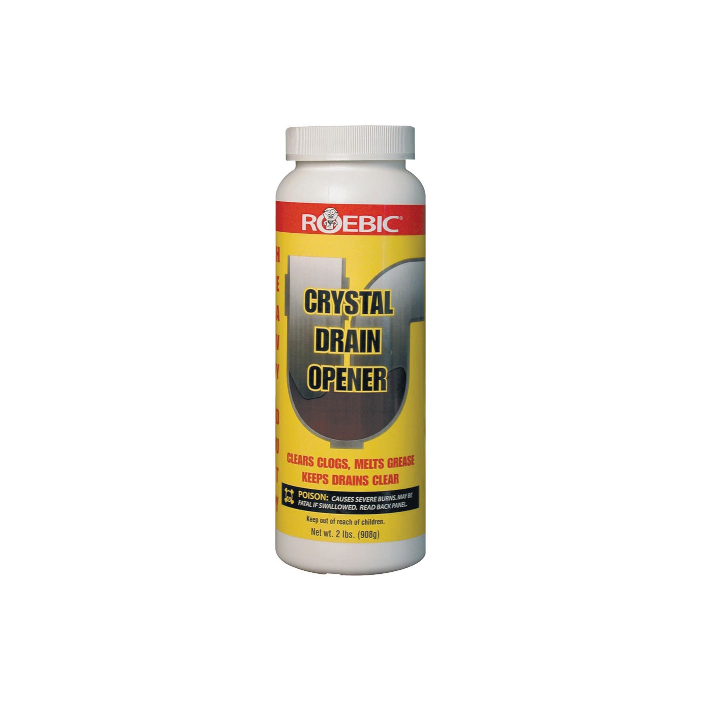 Roebic Drain Opener, Granular, White, 2 lb, Bottle