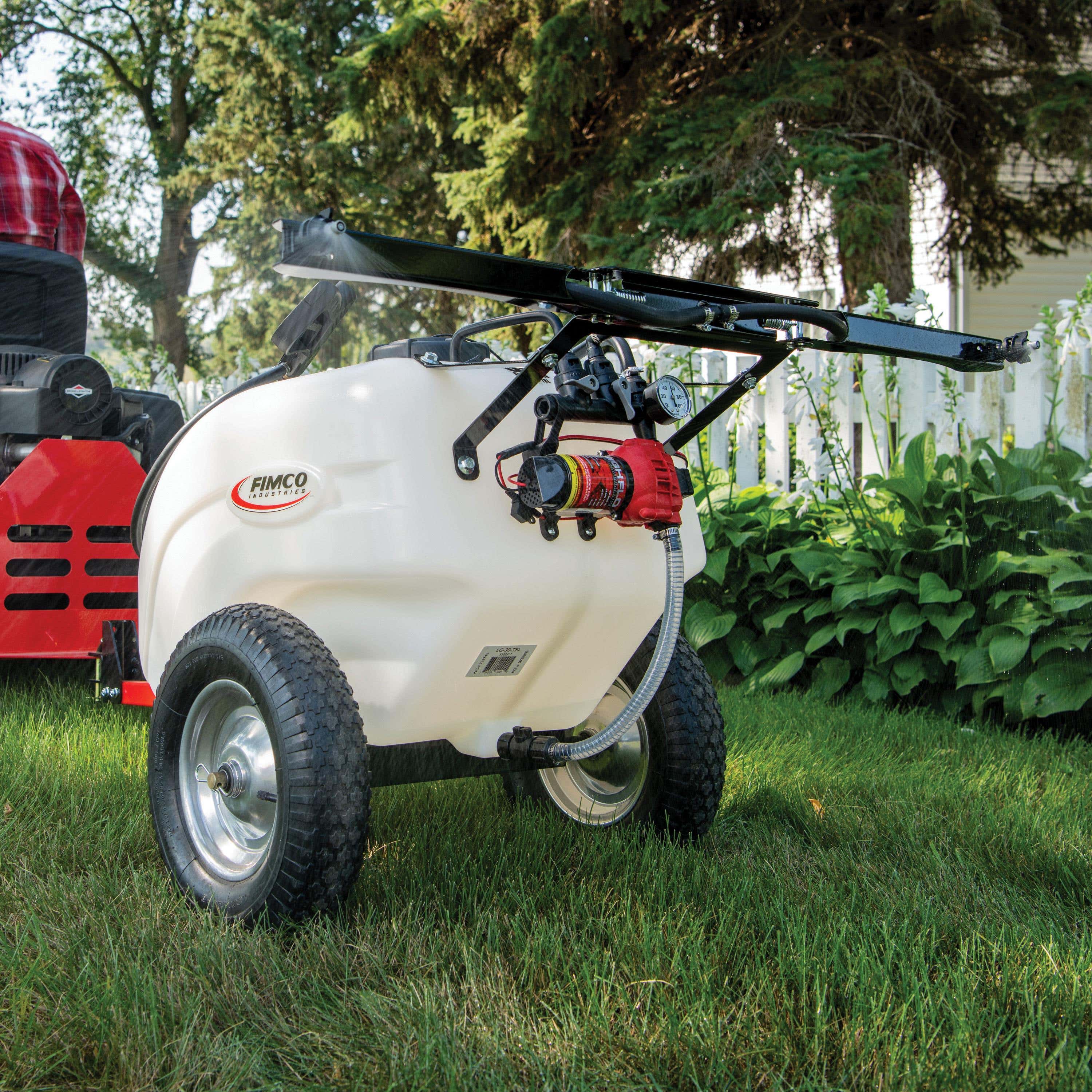 Fimco 2-Nozzle Trailer Sprayer, 30 gal Capacity, 15 ft L Hose