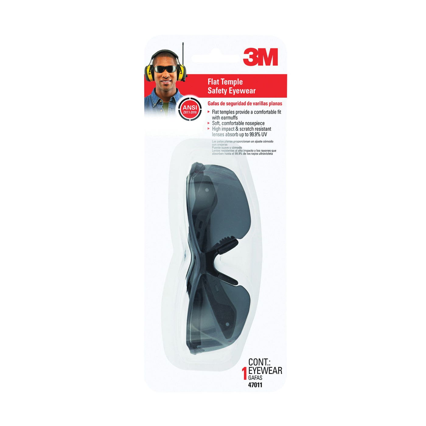 3M Safety Eyewear Anti?Scratch Polycarbonate Semi?Rimless Black Gray