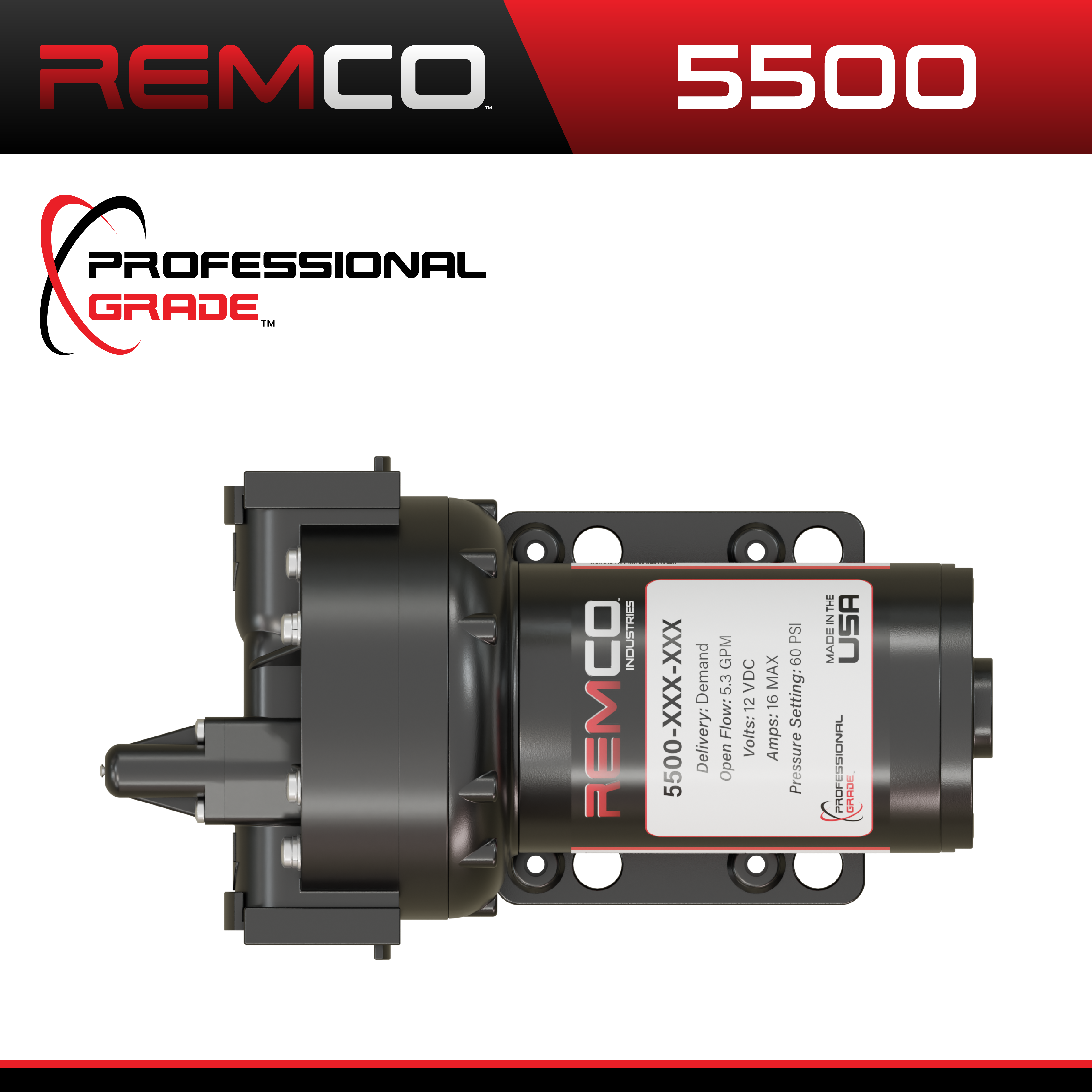 Remco 5500 Series Pump, Self-Priming, Polypropylene, Black