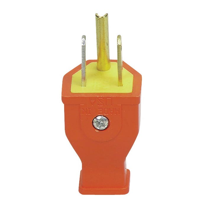 Eaton Wiring Devices SA3990 Electrical Plug, Spring Action, 21/64 in, 2-Pole, 15 A, 125 V, NEMA: NEMA 5-15, Orange