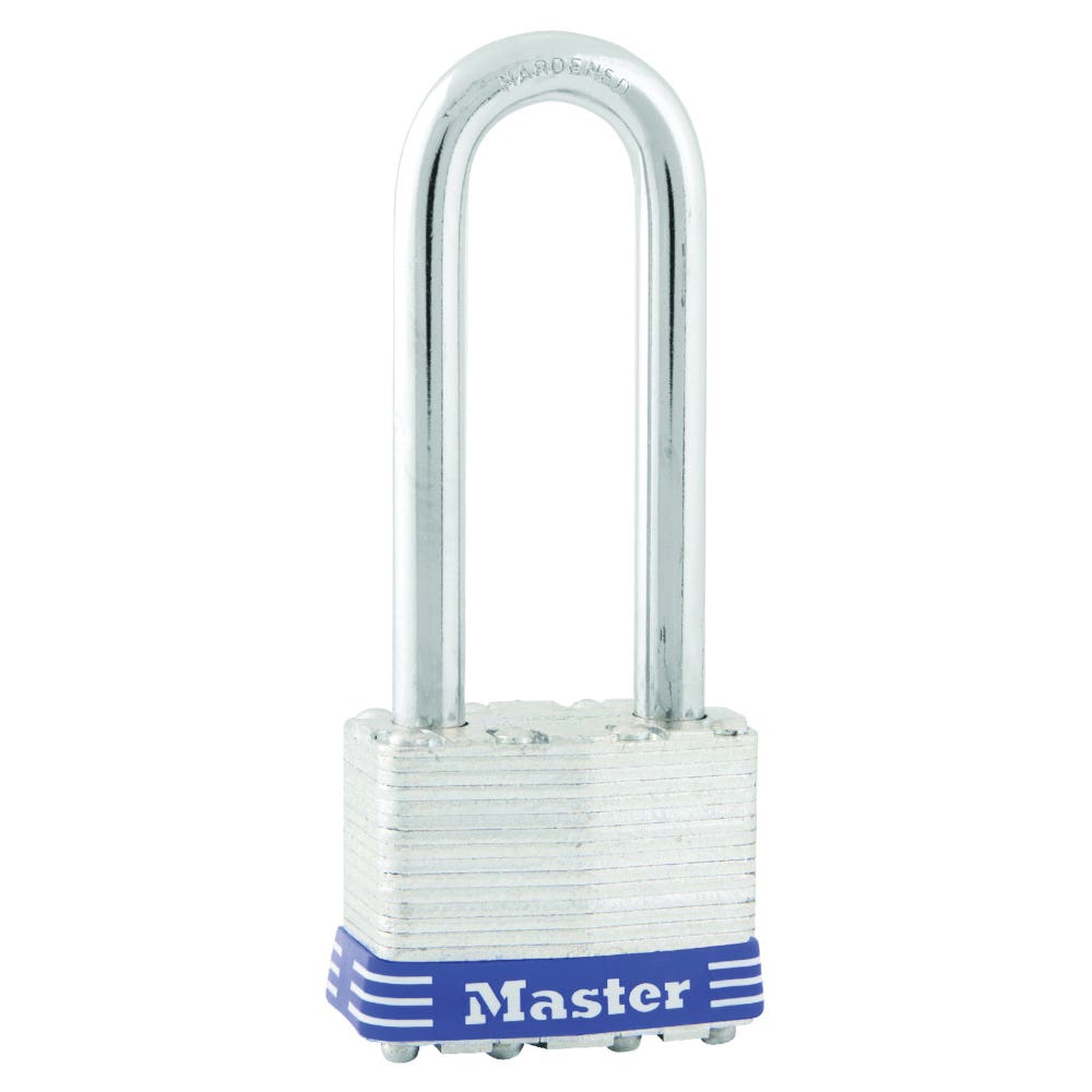 Master Lock 1DLJ Padlock, Keyed Different Key, 5/16 in Dia Shackle, 2-1/2 in H Shackle, Steel Shackle, Steel Body