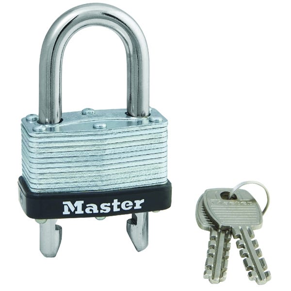 Master Lock 510D Padlock, Keyed Different Key, Adjustable Shackle, 9/32 in Dia Shackle, 5/8 to 2 in H Shackle, Laminated