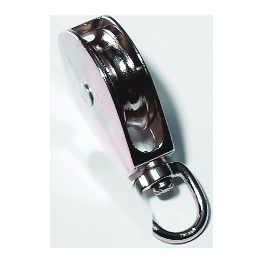 Baron 0173ZD-1-1/2 Rope Pulley, Single Swivel Eye, 5/8 in Dia Eye, 5/16 in Rope, 1-1/2 in Sheave, Cadmium