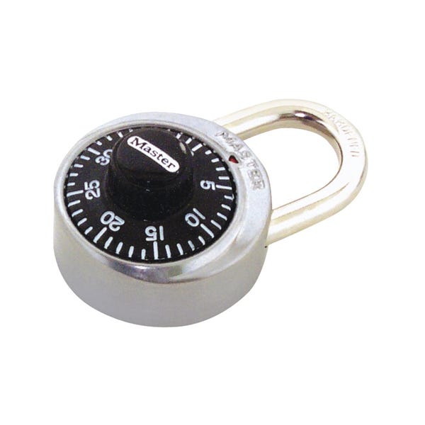 Master Lock 1500D Padlock, Non-Resettable Combination Key, 9/32 in Dia Shackle, 3/4 in H Shackle, Steel Shackle