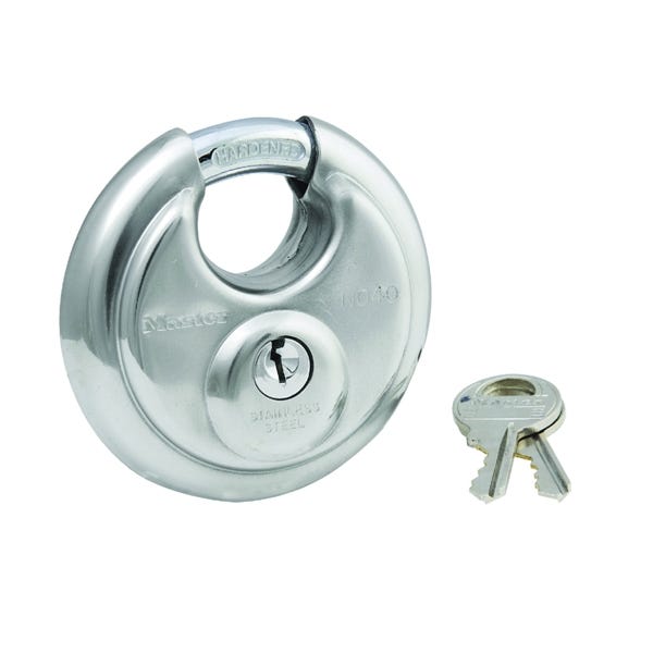 Master Lock 40D Padlock, Keyed Different Key, Shrouded Shackle, 3/8 in Dia Shackle, 5/8 in H Shackle, Steel Shackle